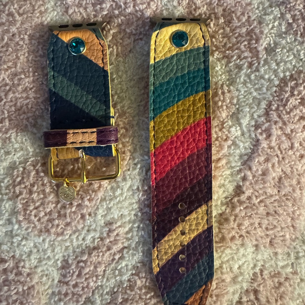 Sparkl Bands Watchband- multicolor swirl leather Striped Watch Band